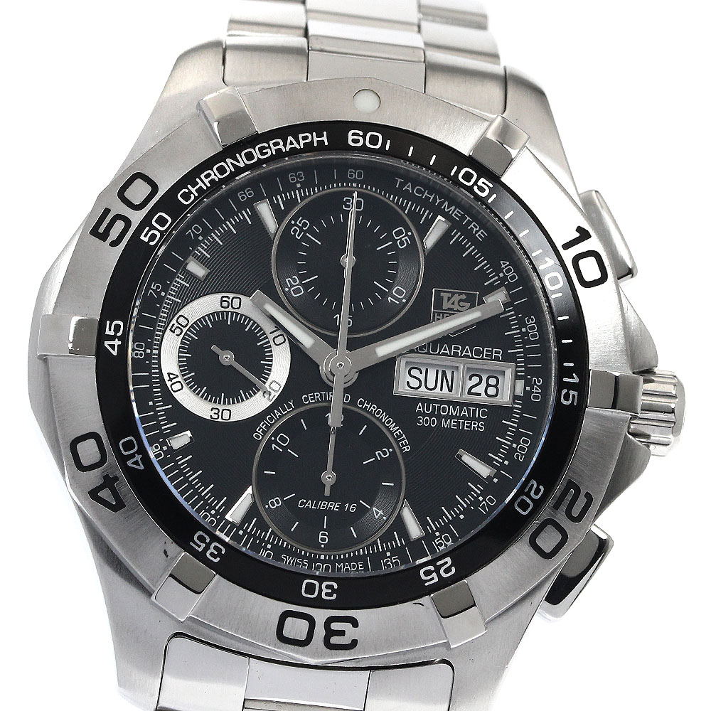 タグホイヤー TAG HEUER CAF5010 アクアレーサー デイデイト クロノグラフ 自動巻き メンズ 保証書付き_888801【中古】