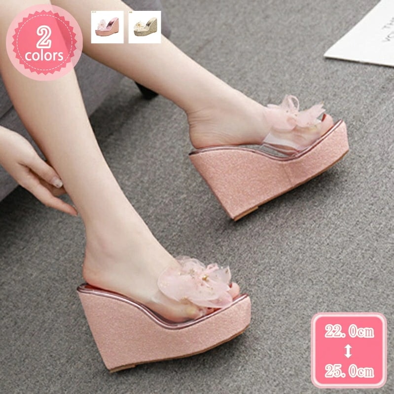 777円OFFクーポン ビーチサンダル 花 フラワー 厚底ビーチサンダル ウェッジソール ビーチサンダル 厚底 ビーサン サンダル フラワー 花 水着 浴衣 海水浴 温泉 旅行 ダンス 美脚サンダル