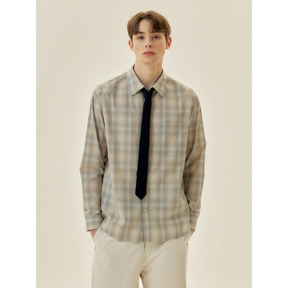 [マインドブリッジ] オンブルチェックオーバーフィットシャツ_2色