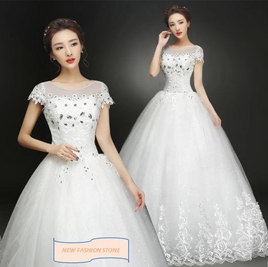 シンプルなウエディングドレス韓国式スリムで小柄なワンショルダー