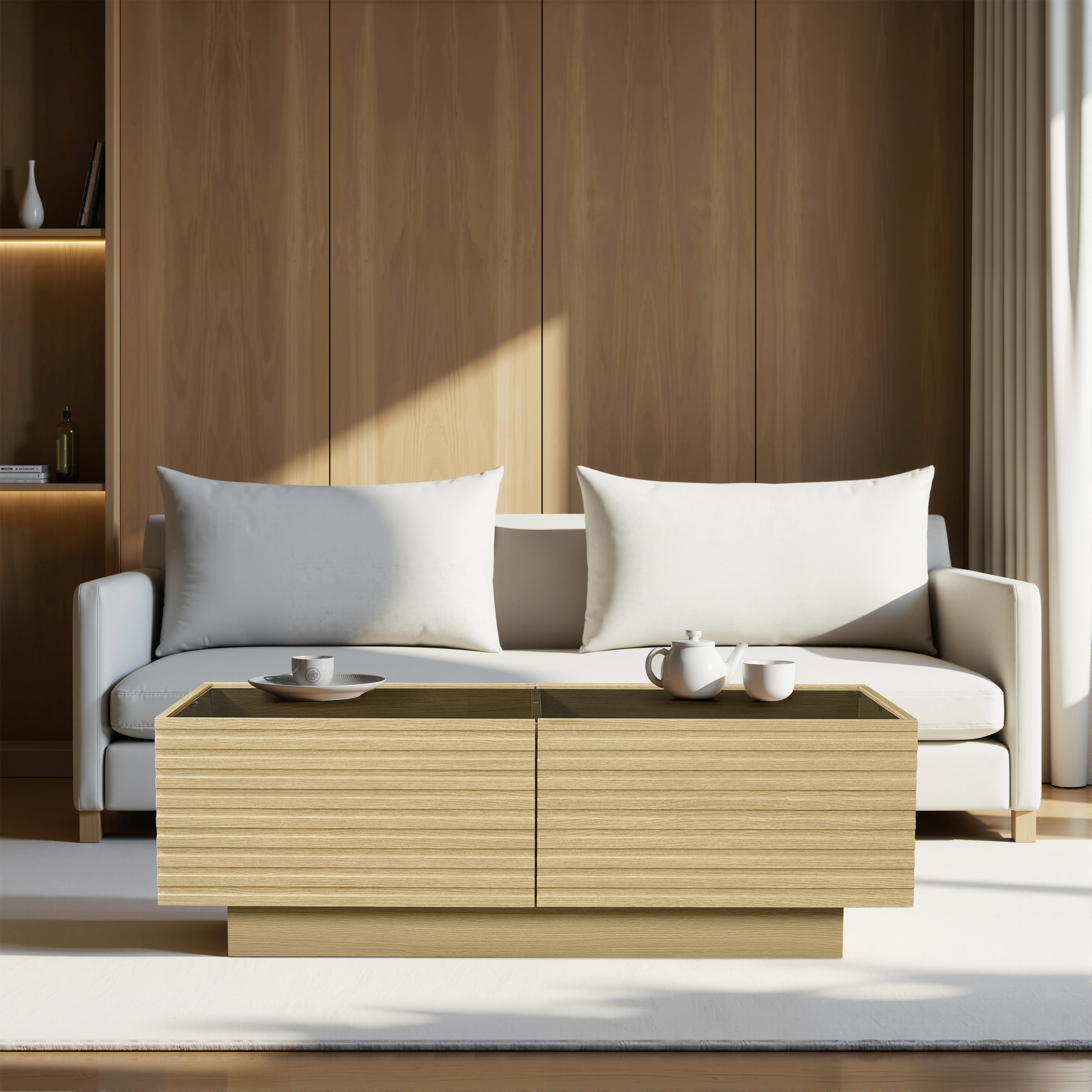 【国内即発送/送 料無料】【新作】テーブル ローテーブル センターテーブル 収納 ガラス リビングテーブル 横長 オーク リビング収納 インテリア シンプル モダン ブラックガラス 木目 インテリア