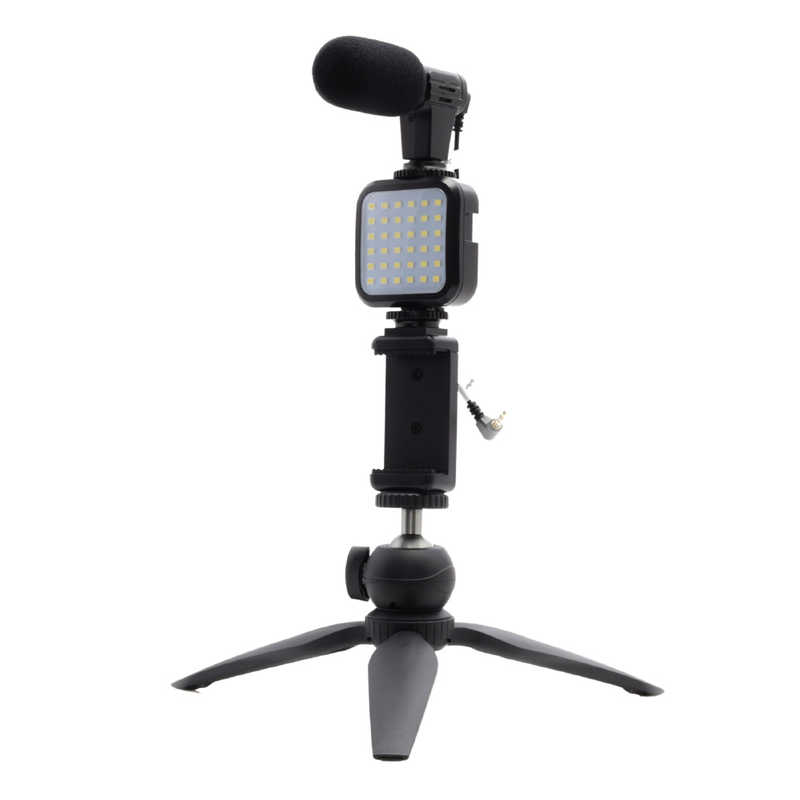 エツミ　VLOGスターターキットβベータ（マイク・LEDライト・ホルダー・テーブル三脚）　E-2256