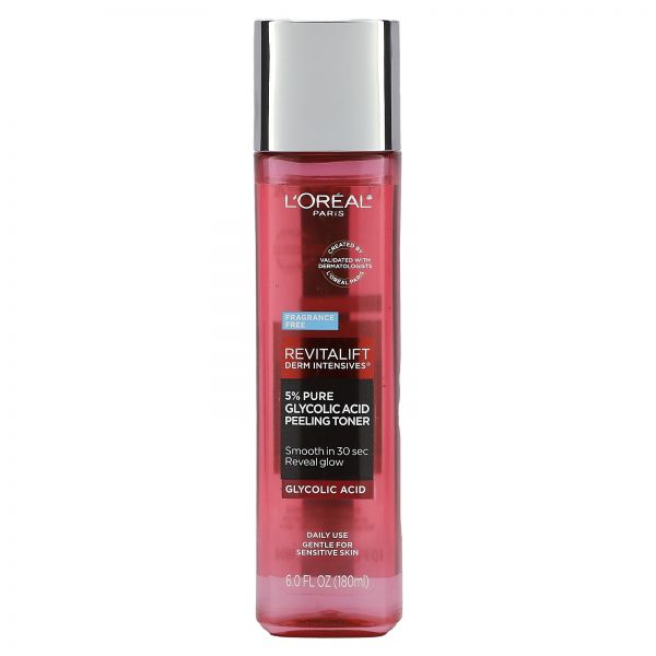 , Revitalift Derm Intensives, 5% Pure Glycolic Acid Peeling Toner, Fragrance Free, 6 fl oz 180 ml