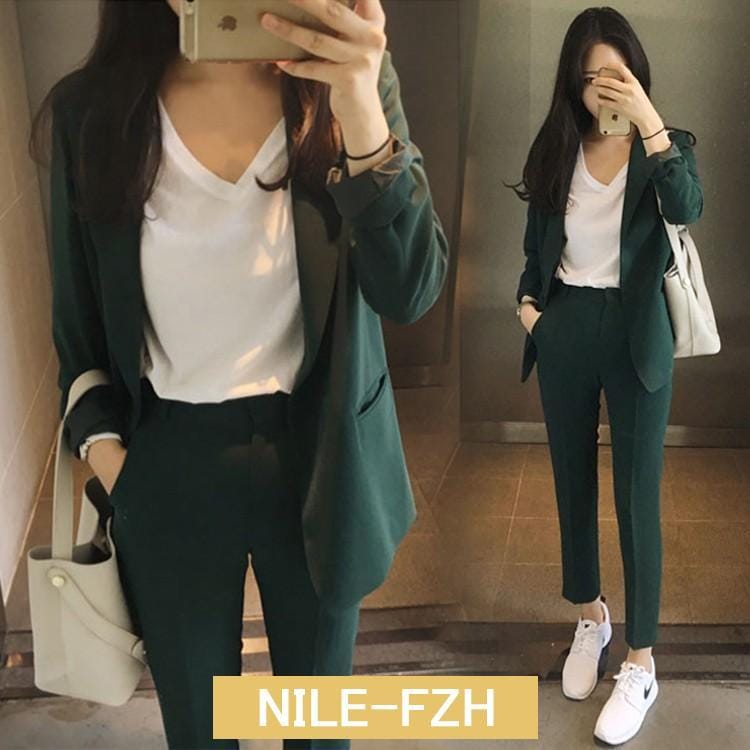 セットアップ レディース 40代 春秋 上下セット ビジネススーツ オシャレ 韓国風 着痩せ 大人 セットアップ通勤 きれいめ 長袖スーツ ロングパンツ