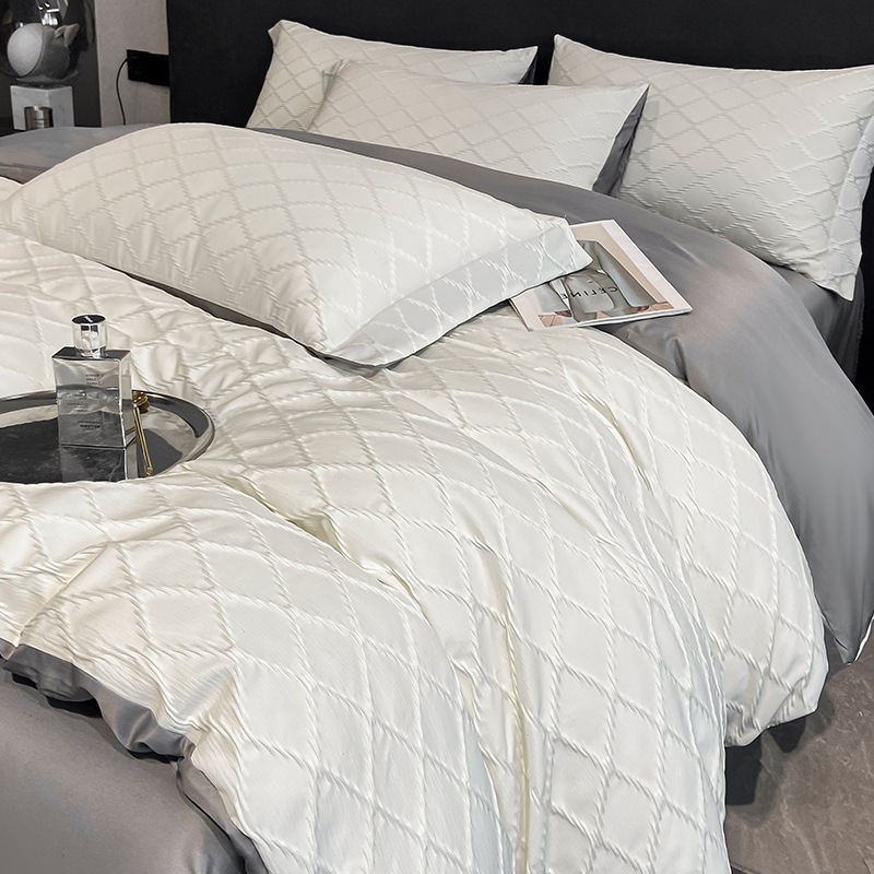 軽い豪華な洗濯シルクベッド4ピースセットテニスシングルキルトカバーベッドシートベッドシート北欧ハイエンドアイスシルク製品 8,615円