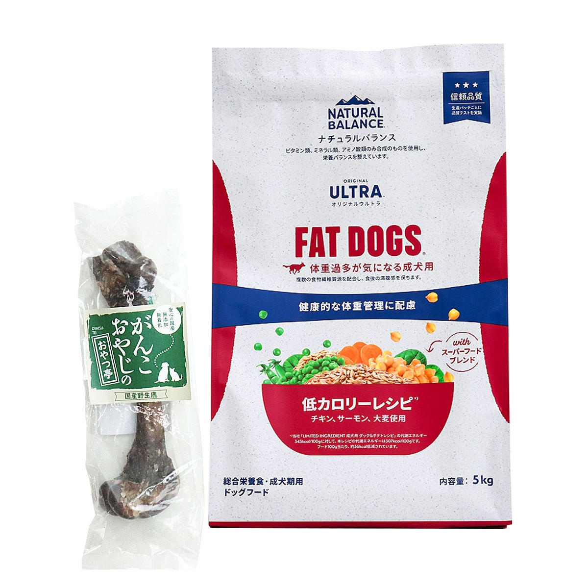 オリジナルウルトラ 成犬用 チキン&サーモン 低カロリー 5kg【国産鹿レッグボーン 1本Mサイズ付き】