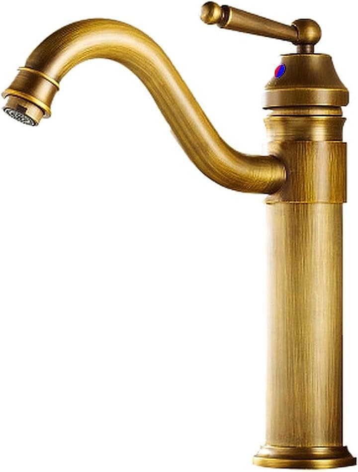 洗面用 アンティーク 蛇口 シングルレバー レトロ 立水栓 手洗いボウル用 洗面台 SK93(黄銅)