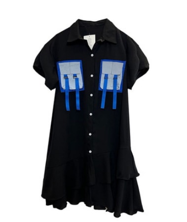 個性的 ワンピース 膝下 ミモレ ミモレ丈 袖あり 半袖 ワイド フリル かわいい カジュアル おしゃれ お洒落 かっこいい こなれ感 ラフ クール モード系 主役級 存在感 とろみ感 無地 夏 5,678円