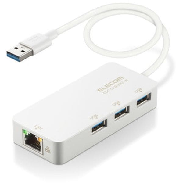EDC-GUA3H2-W [LANアダプター 有線 タイプA Giga USBハブ付 (USB-A3) USB3.2(Gen1)/3.1(Gen1)/3.0] メーカー直送