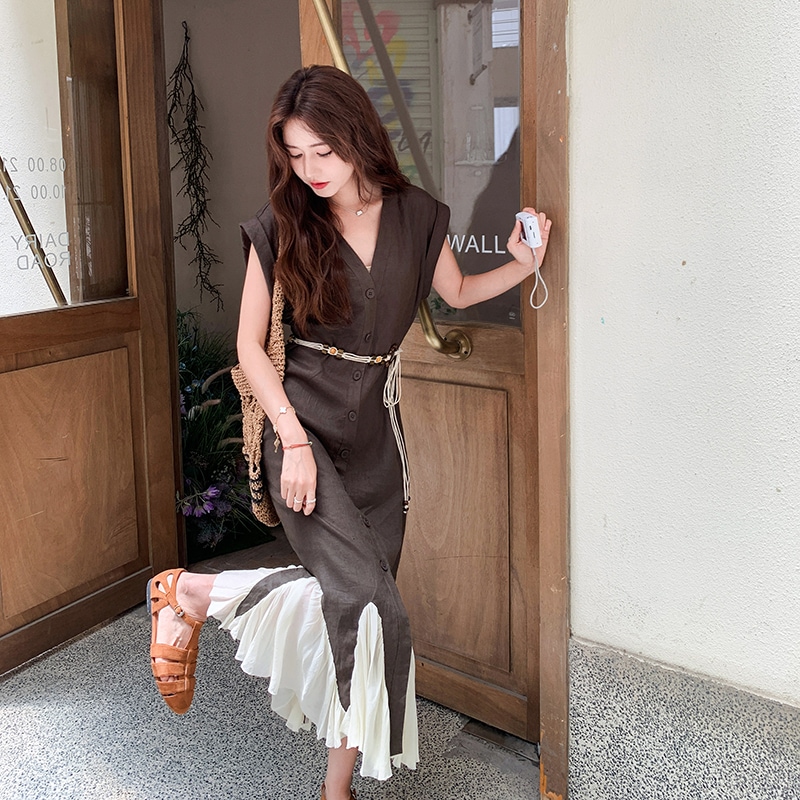 2025新作 おしゃれ シンプル レトロカレー色 ワンピース 着痩せ 大きいサイズ ロングワンピース かわいい シンプル お出かけ