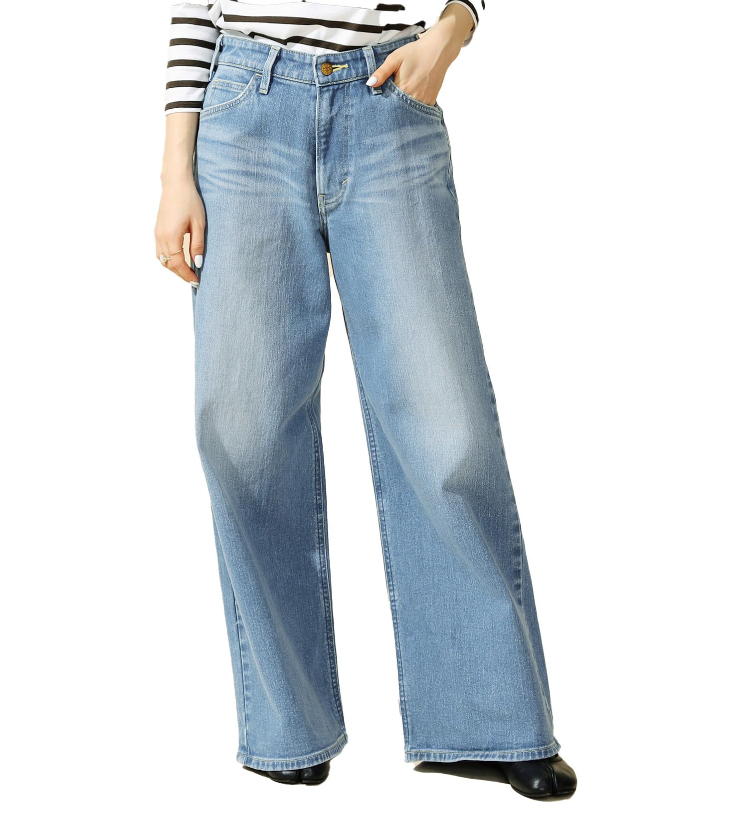 [リー] ジーンズ 【XXS-4L】 デニムワイドパンツ ストレッチ 大きいサイズ レディース ブルー L