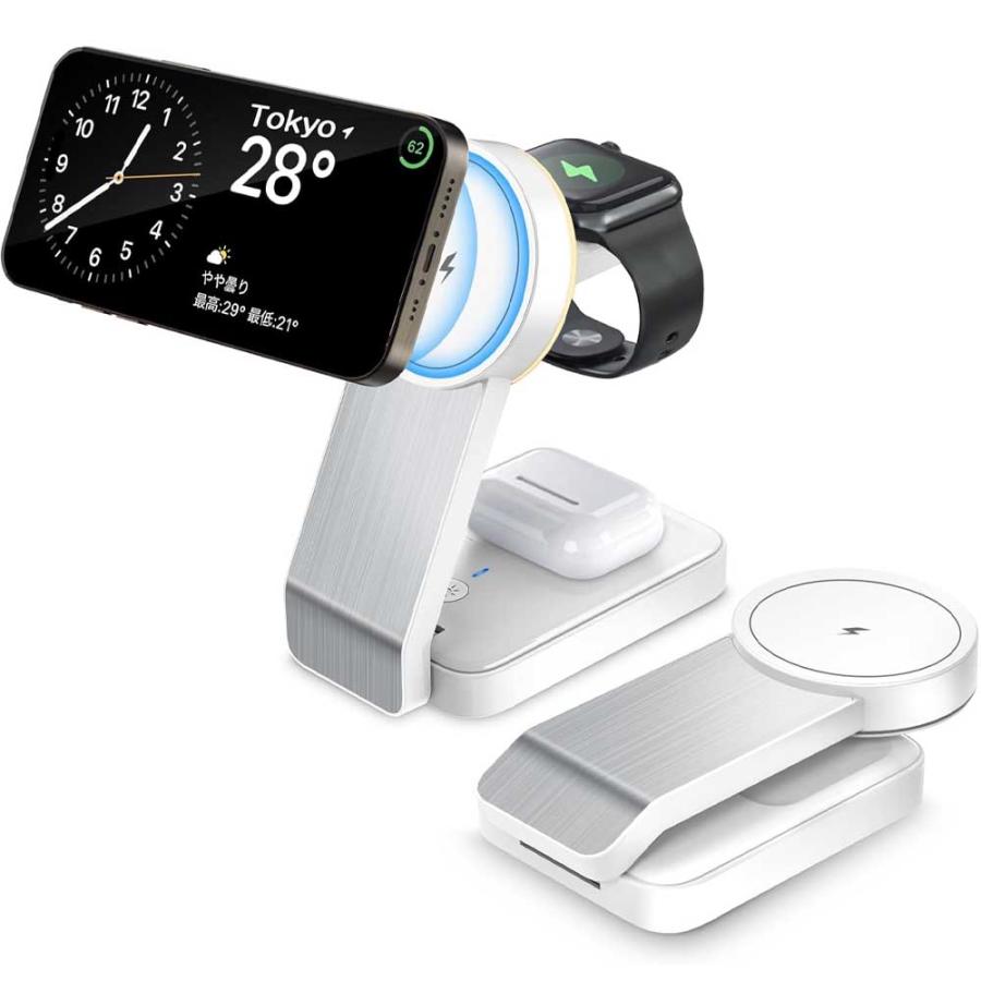 アップルウォッチ Apple Watch / マグネット式 / / iPhone / AirPods / 3in1 / 最大15W出力 / ホワイト