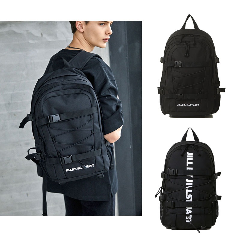 バックパック・リュック JILLSTUART Youth Black Cordura Nylon Two Pocket Bag JLBA4F72 ☆JILL STUART☆LOGO CORDURA NYLON TWO POCKET BACKPACK