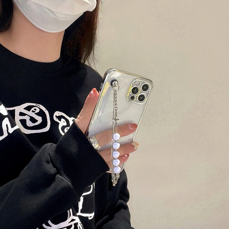 Apple12Pro携帯電話ケースに適したスーパーファイアiPhone11パールxsmax電気メッキシルバーエッジxr透明xブレスレット7pオールインクルーシブレンズ8plusネットレッドpmaxメス