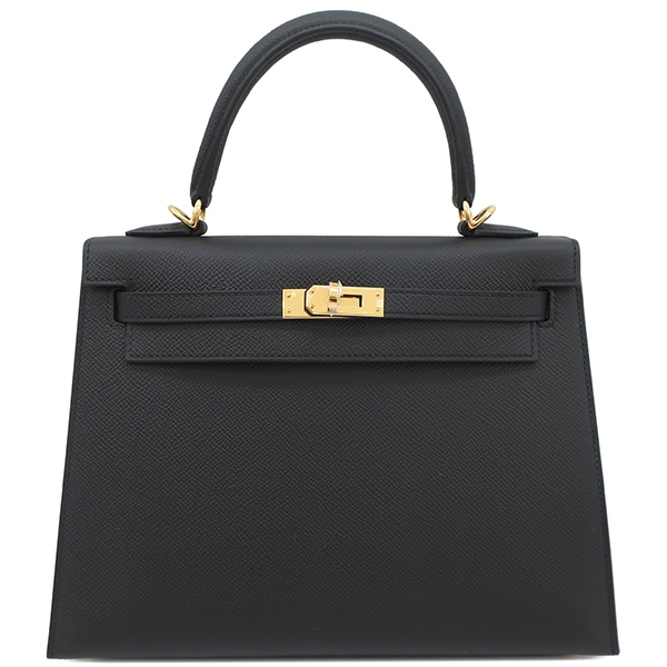 エルメス HERMES 2WAYバッグ ケリー25 外縫い ヴォーエプソン ブラック ゴールド金具 黒 ショルダー W刻印（2024年製） 【箱】【中古】