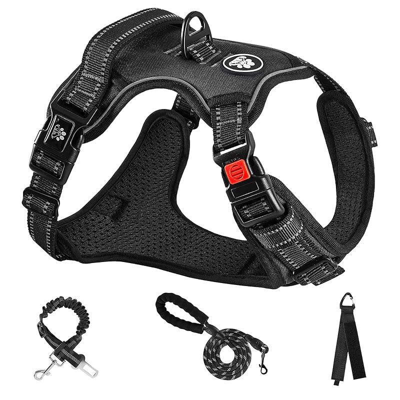 NESTROAD 犬 ハーネス 犬用胴輪 調節可能 夜間反射 小型犬/中型犬/大型犬 通気性 メッシュ 歩行補助 散歩 しつけ用 軽量 安全 おしゃれ 引っ張り防止 ドッグ 訓練 柴犬 秋田犬 (ブラ