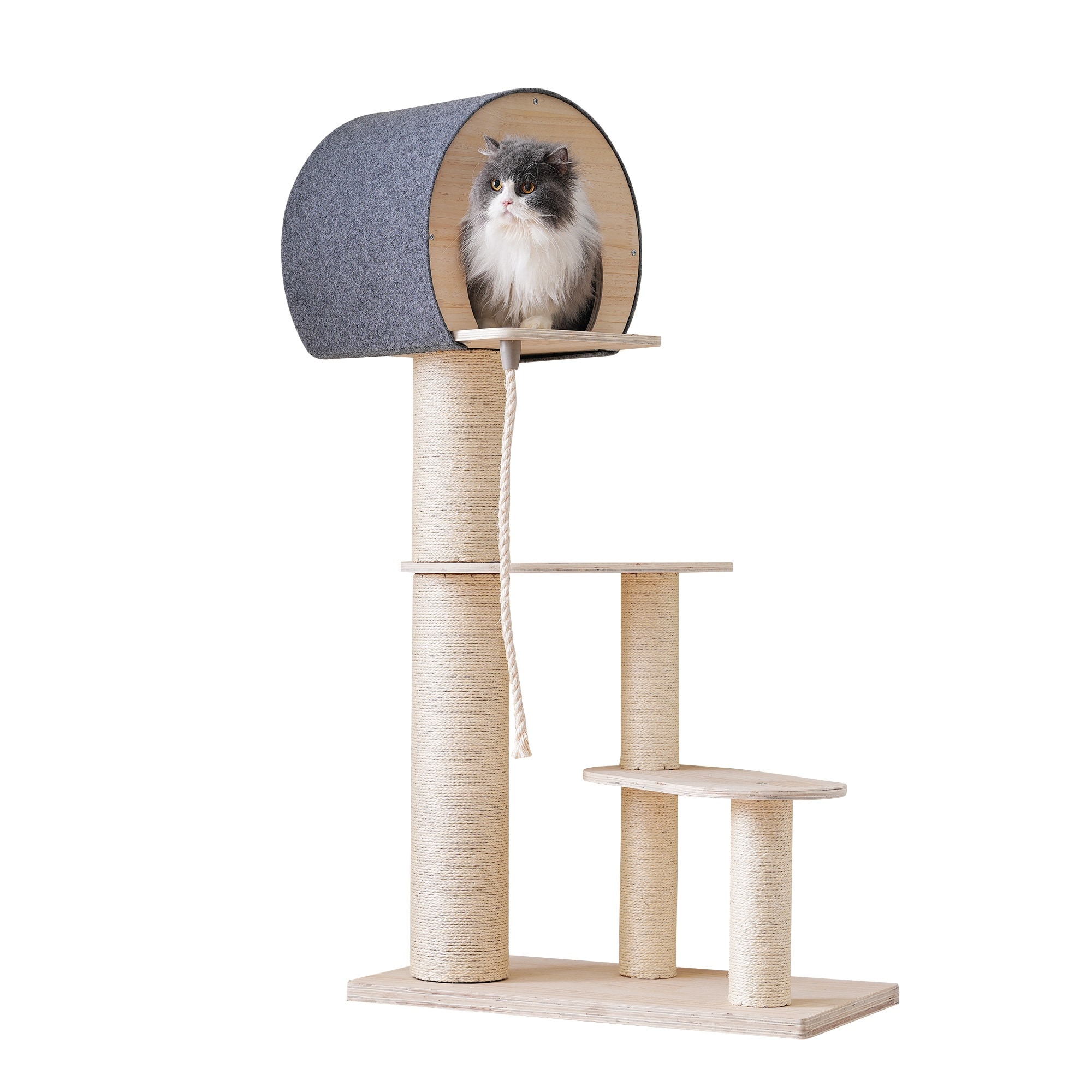 キャットタワー 猫タワー キャットツリー スリム 高さ129cm 据え置き ネコタワー 上り下りしやすい 爪とぎポール 木製 可愛い 子猫 大型猫 ペット用品 おしゃれ