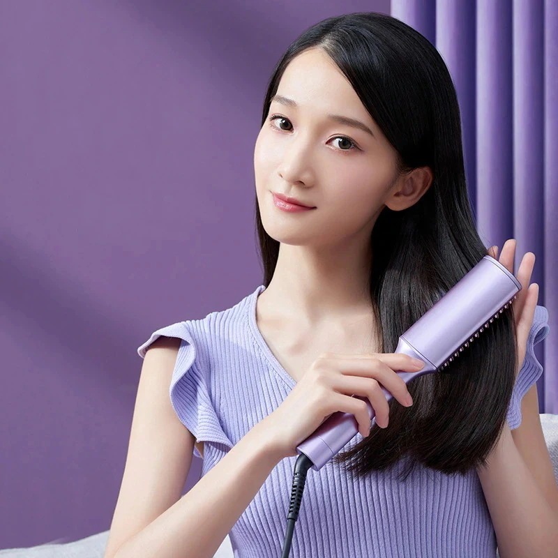 マイナスイオン セラミックおよびストレートヘアブラシ 4段階温度 LCDディスプレイ付き e12 新品両用ヘアアイロン