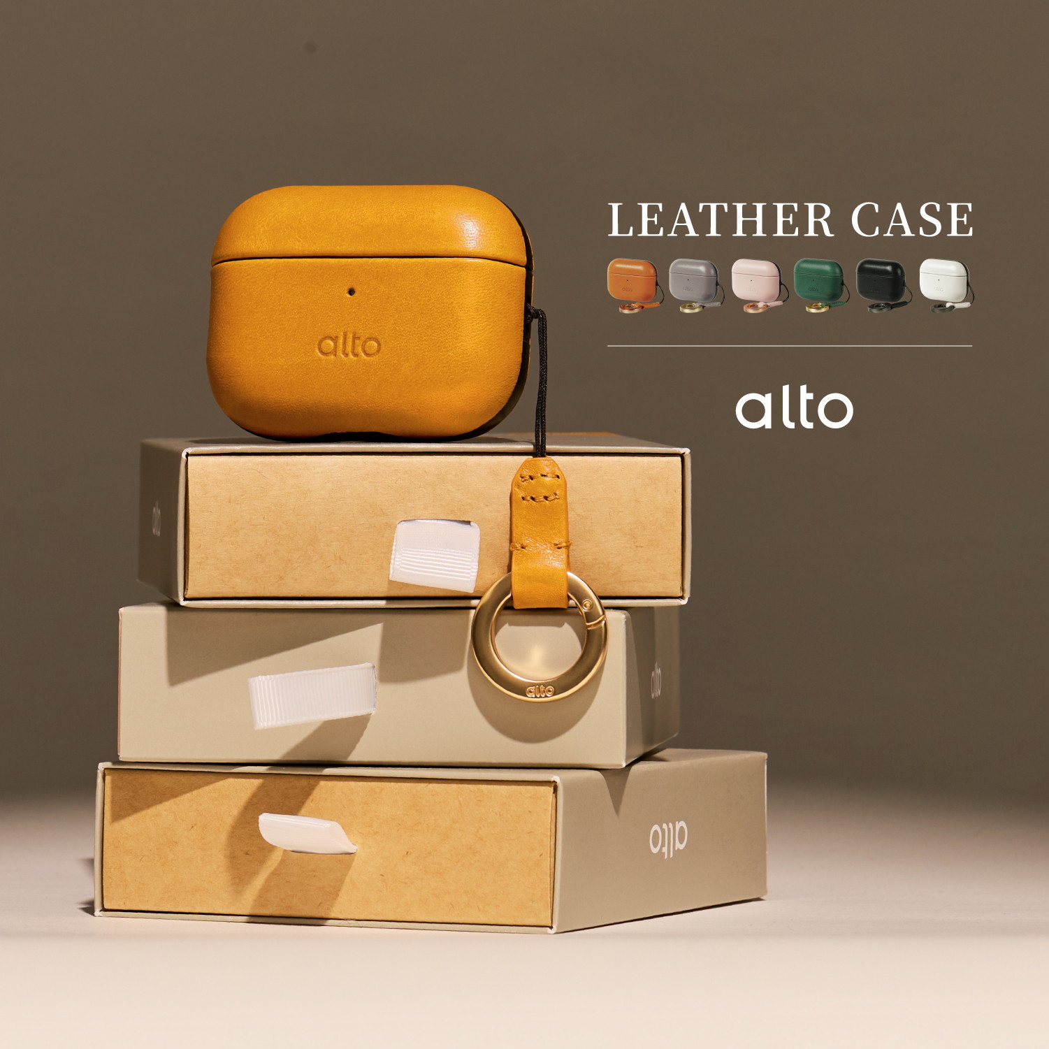 AirPods Pro3 対応 ケース 本 革 耐衝撃 落下防止 カラビナ ストラップ 付 レザー カバー ワイヤレス充電 可 Leather Case (Portable)