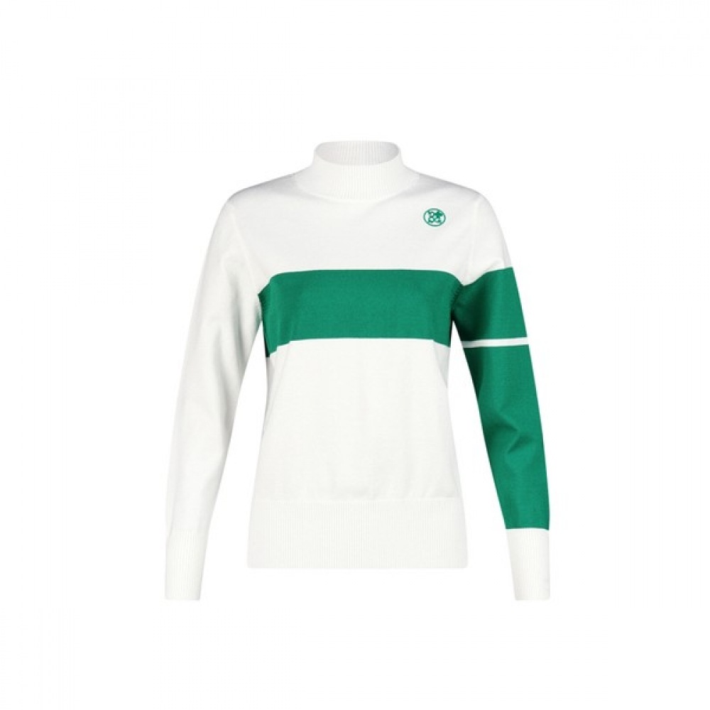 [ラックスゴルフ] ラックスゴルフグリーンクイーンレディースモックネックカラー長袖ゴルフニット GQ25S604W