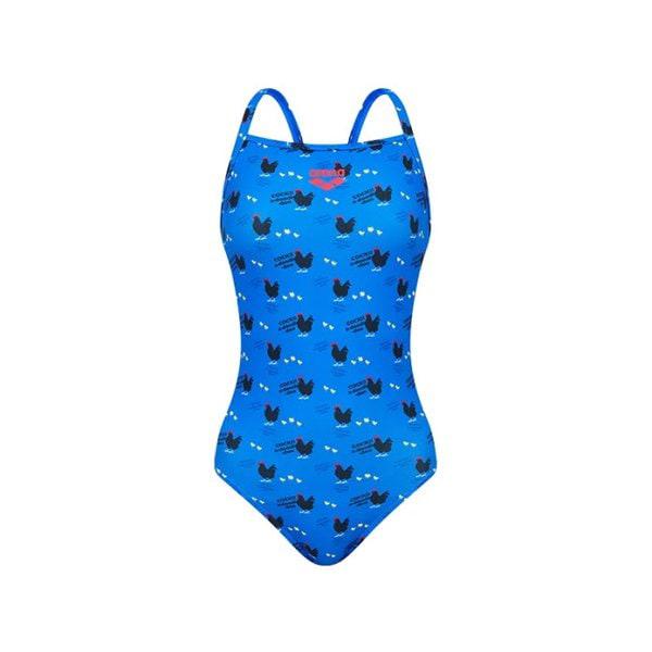 女性カーリーファームワンピースシングルストラップバック（A6SL1CO05_BLU）