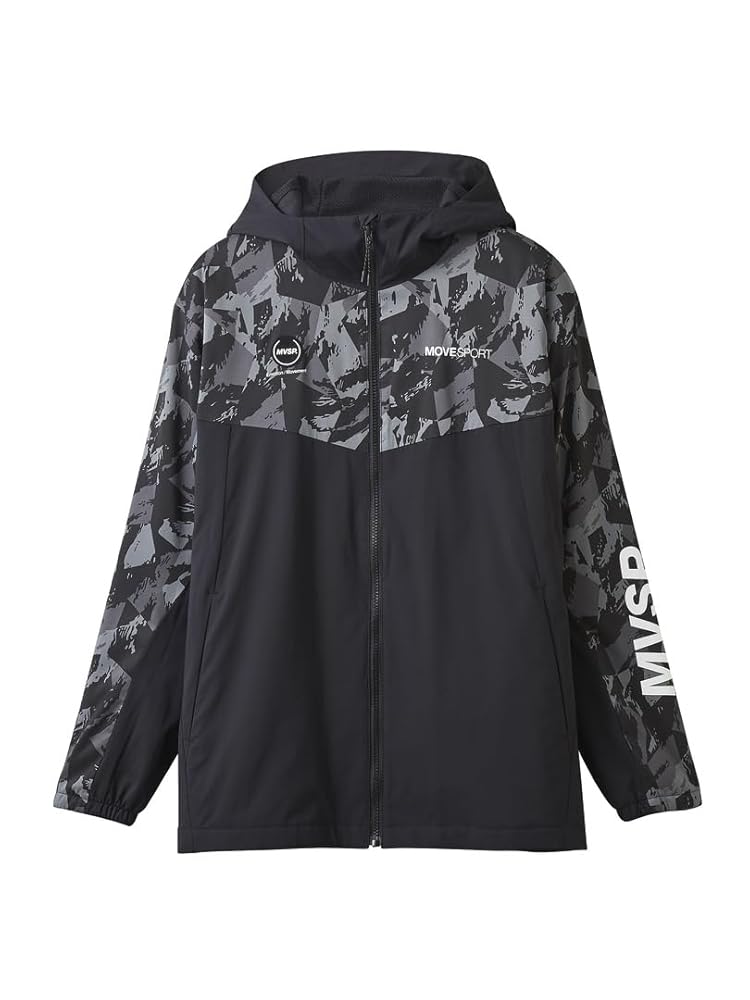 DESCENTE(デサント) HEATNAVI 総柄グラフィック スリーブロゴ フルジップフーディー BKBK M