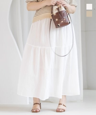 大きいサイズ レディース LL 3L 4L XL XXL XXXL 楊柳ティアードスカート