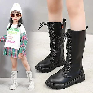 大人気 再入荷! ブーツ キッズ ダンスブーツ 編み上げ 黒 ダンスシューズ ヒップホップ 白 ブーツ カナヲ コスプレ 女の子 アイドル 靴 ラブライブ ミドル丈 ロングブーツ ミドル丈 黒 ダンス