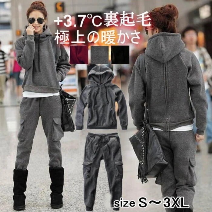 スウェット セットアップ ジャージ 上下 裏起毛 防寒 あったか 暖いパンツ ヒート スエット レデ 5,793円