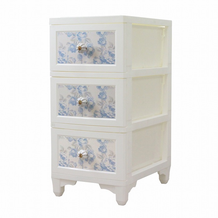 ドレスチェンジチェスト 3段 アンティークローズブルー DPC-03-ARBL アイエルシー