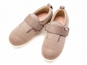 徳武産業 あゆみシューズ 介護靴 施設用 ダブルマジックIII ニット 7E ベージュ 両足3Lサイズ 7048