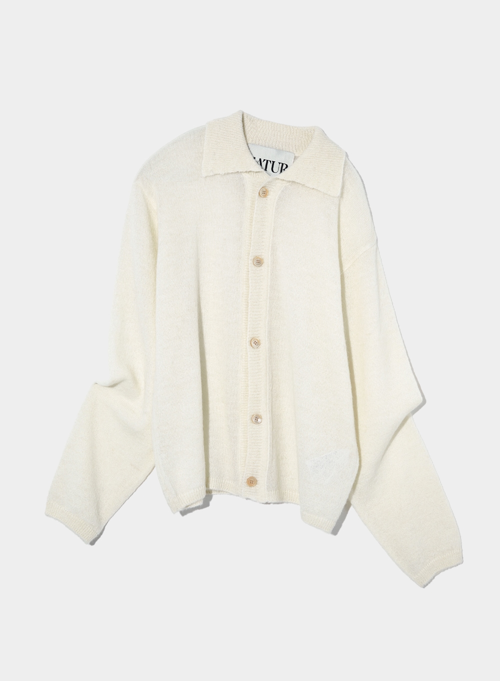 【SATUR】 SUMMER ALPACA TRANSFER LAYERING KNIT SHIRTS : PURE IVORY