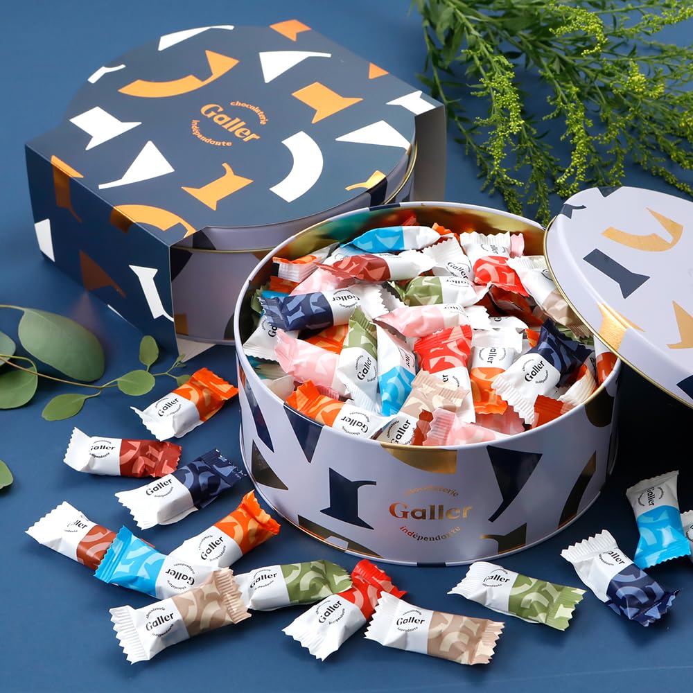Galler ガレー 缶入り チョコレート ナノバー100個入 クリスマス お歳暮 人気 ベルギー王室御用達 チョコ 大量 ギフト缶 手提げ袋付き