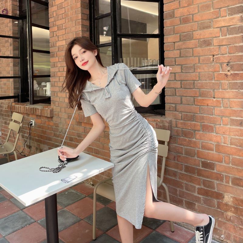 セクシー ギャル フード付き ワンピース レディース 新しい スリミング ロングドレス スリット Tシャツワンピース