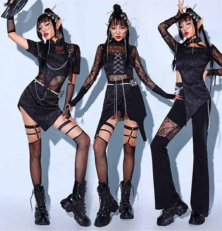 韓国 ダンス衣装 大人 セットアップ ヒップホップ ダンス衣装 レディース 黒 セクシー ダンス 衣装 上下セット ジャズダンス衣装 DS演出服 k-pop アイドル衣装 派手 おしゃれ JAZZ チ