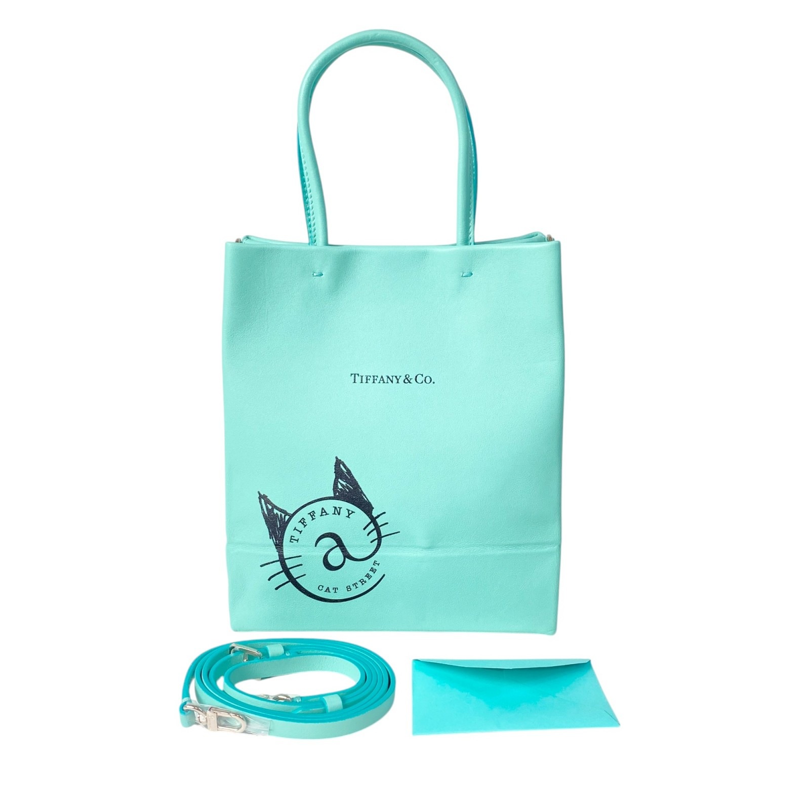 未使用 ティファニー Tiffany レディース キャットストリート スモール ショッピングトート 2way ショルダーバッグ 斜めがけ クロスボディ レザー