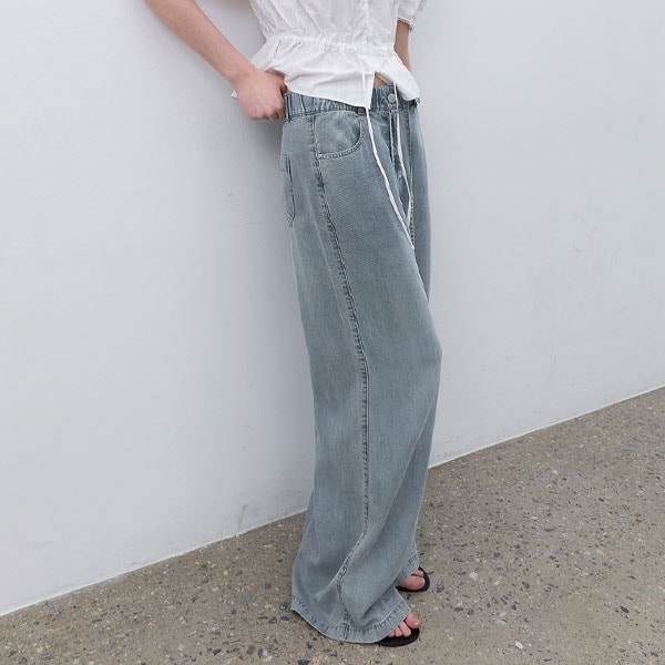 FLUID WIDE DENIM BANDING PANTS (PT-5775)