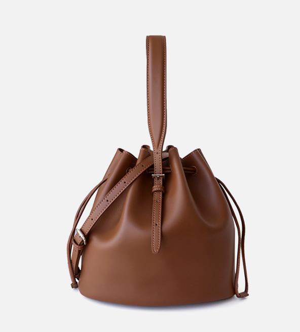 カジュアルで汎用性の高い巾着型ショルダークロスバッグ レザーハンドバッグ バケットバッグ