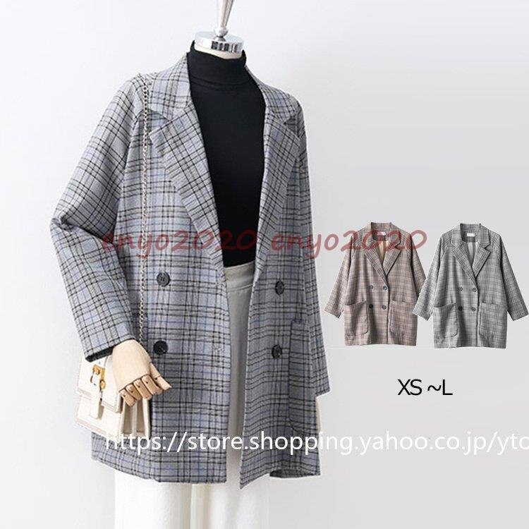 ジャケット レディース アウター ライトジャケット テーラード 羽織 長袖 チェック テーラードジャケット グレー カーキ