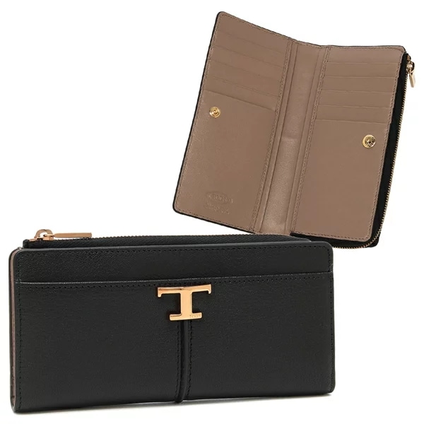長財布 Tタイムレス レザー ウォレット ブラック ベージュ レディース XAWTSKBS400 TLS 056T