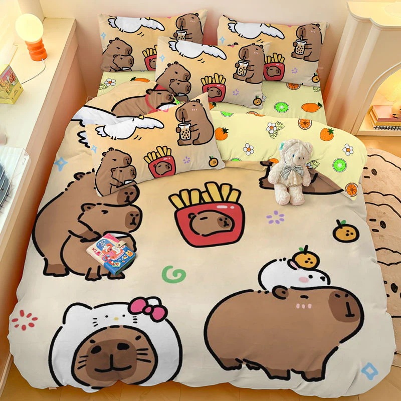 カピバラカ通の可愛い純綿四点セットの純綿は寮の学生シーツ三点セットの寝具です