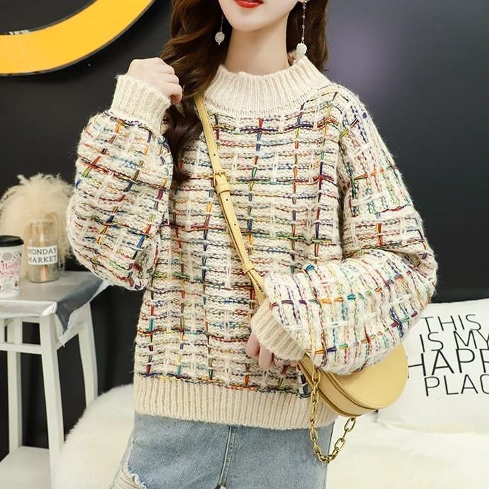 セーター ニット トップス クルーネック ケーブル編み ドロップショルダー オーバーサイズ 長袖 大人可愛い シンプル お洒落 こなれ感 デイリー 普段使い