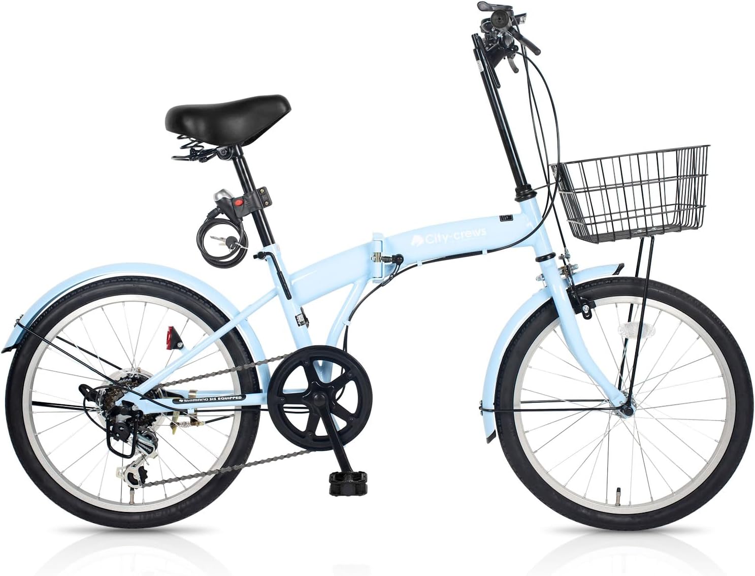 折りたたみ自転車 20インチ CC-10 外装6段変速ギア フロントライト/ロック錠/カゴ付き 折畳み 自転車 折り畳み自転車 ミニベロ 小径車 軽量 新生活 通勤 通学 サイクリング シティサイクル