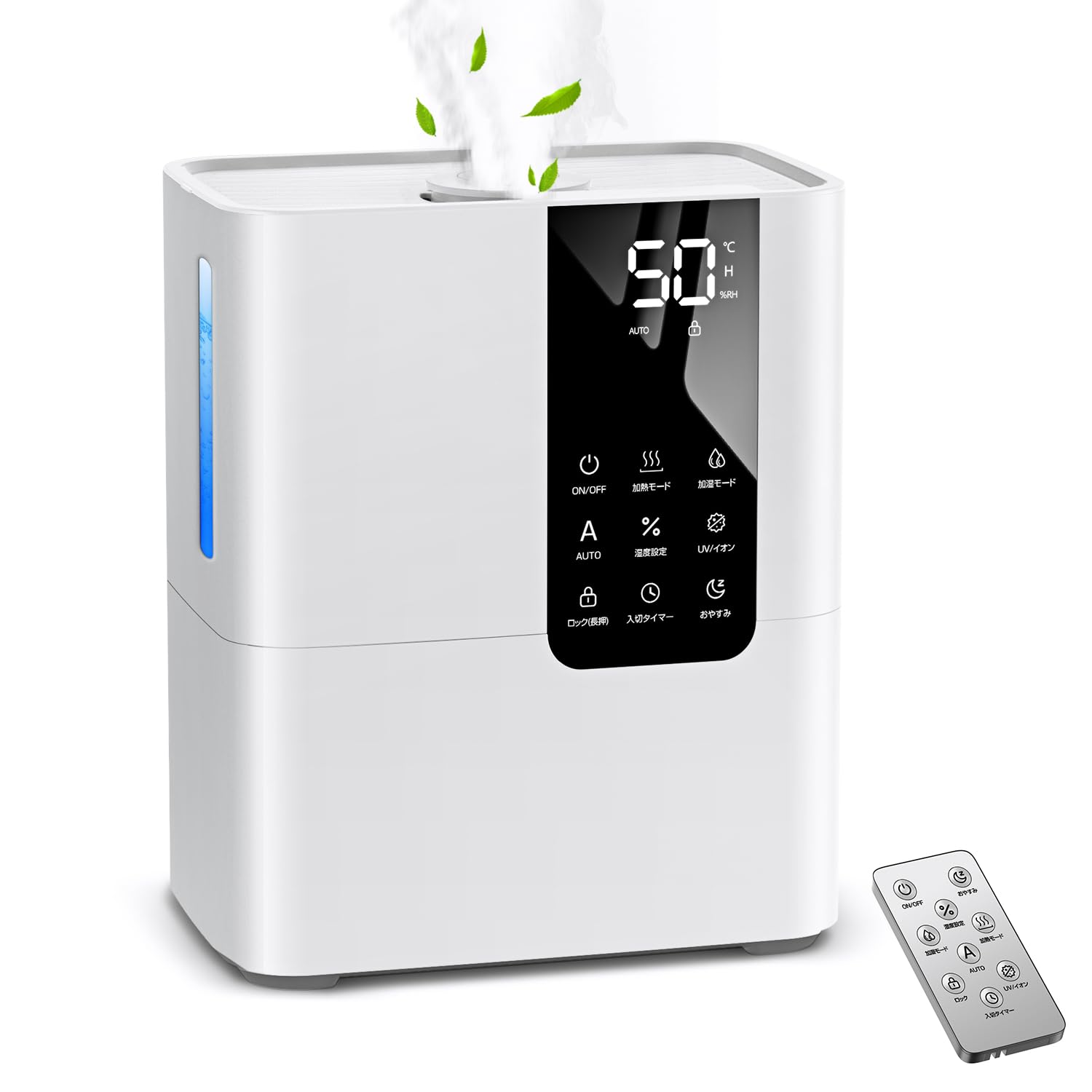 加湿器 大容量 8L 【2025冬新モデル AI知能恒湿マイナスイオン&UV除菌】 ハイブリッド式加湿器 加熱式 超音波式 空気清浄 卓上 アロマ対応 550ml/h加湿量 100℃高温除菌 銀イ