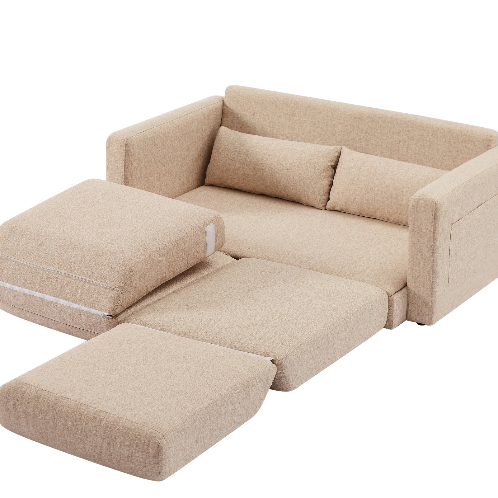 【日本国内出荷-3日で配達】2 seater ソファ 2人掛け 収納付き ファブリック 両側に肘掛け付き 木脚外し可能 ローソファ コンパクト ひとり暮らし カウチソファー 5色 DJYC238