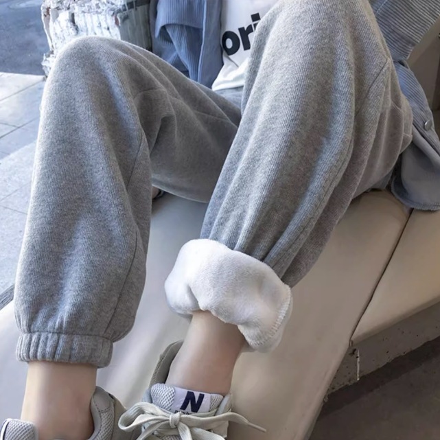 ボトムス パンツ スウェット 部屋着 スポーツパンツ ハーレムパンツ ロング丈 アンクル丈 ウエストリボン もこもこ ポケット ハイウエスト ウエストゴム 裏起毛 大人可愛い シンプル カジュアル