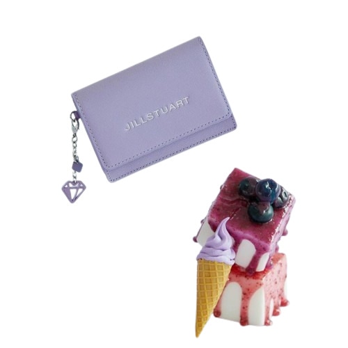 韓国女性に人気 [ジェラート] バイオレット ロゴ 配色 小さな装飾 牛革 名入れ