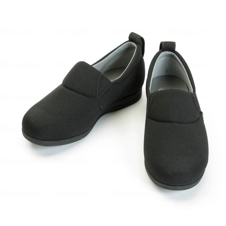 ゆったり簡単 スリップオン ブラックLL サイズ ウェルファン レディース メンズ リハビリシューズ おしゃれ オープントゥ 高齢者 転倒防止
