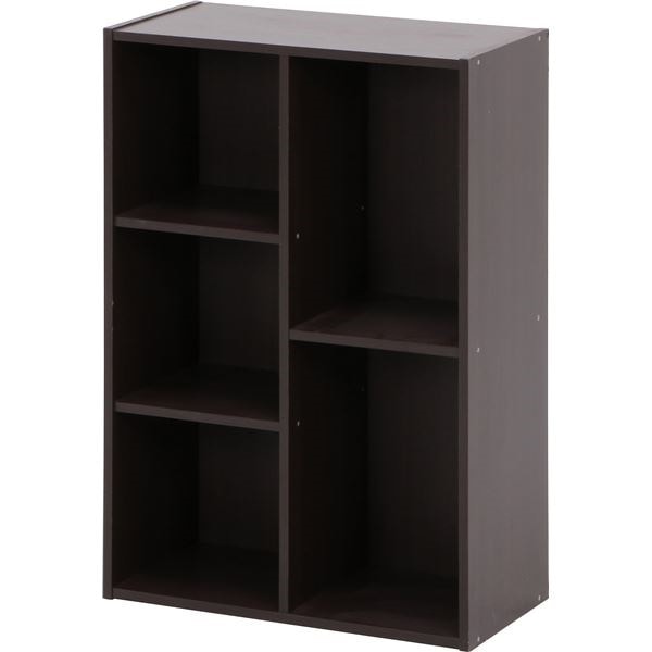 シンプルテイスト フリーボックス/収納棚 ダークブラウン 幅59cm 収納枠5マス