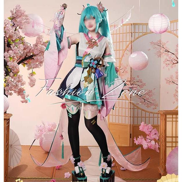 陰陽師 初音ミク 風 覚醒後 コスプレ衣装 ウィッグ 靴 cosplay ハロウィン 演出服 変装